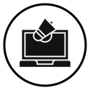 Digital Marketing Laptop Megaphone Black Filled icon