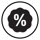 Discount Percent Badge Black Filled icon