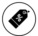 Discount tag black filled icon