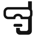 Diving Mask Snorkel Black Filled icon