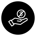 Donation Money Hand Black Filled icon
