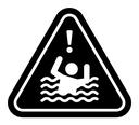 Risk of drowning warning sign icon