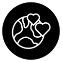Earth love heart icon