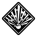 Explosive materials hazard sign icon