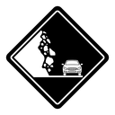 Falling rocks or debris warning road sign icon