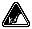 Falling rocks or debris warning road sign icon