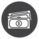Fanned Cash Bills Black Filled icon