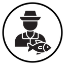 Fisherman with fish Black Filled icon
