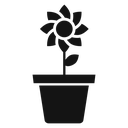 Flower Pot Single Leaf Black Filled icon