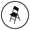 Folding Chair Round Badge Black Filled icon