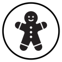 Gingerbread Man Cookie Black Filled icon