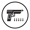 Gun with ammunition icon