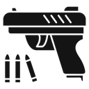 Gun with ammunition icon
