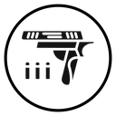 Gun with ammunition icon