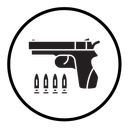 Gun with ammunition icon