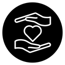 Hand holding heart icon