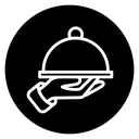 Hand holding tray icon