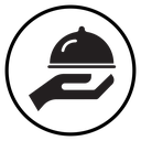 Hand holding tray Black Filled icon