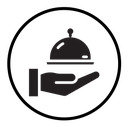 Hand holding tray icon