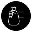Hand with Trash Bag icon
