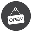 Hanging Open Sign Black Filled icon