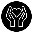 Heart and hands icon