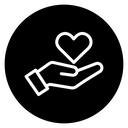 Heart in hand icon
