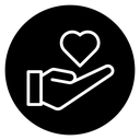 Heart in hand icon