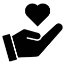 Heart in hand icon