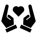 Heart in palms icon