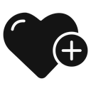 Heart plus Black Filled icon