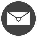 Heart Seal Envelope Black Filled icon