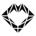 Heart shaped diamond Black Filled icon