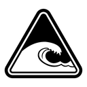 High sea waves warning sign icon