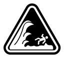 High sea waves warning sign icon