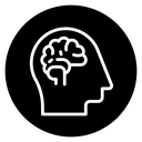 Human head with the brain icon