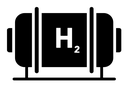 Hydrogen gas black filled icon