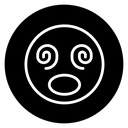 Hypnotized Emoji Spiral Eyes Black Filled icon