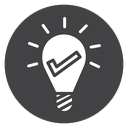 Idea Checkmark Bulb Black Filled icon