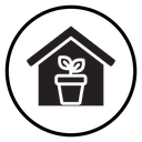 Indoor plant inside house icon