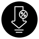 Interest rate reduction or percent down icon