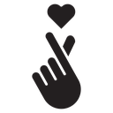 Korean heart Black Filled icon