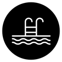 Ladder in swimming pool icon