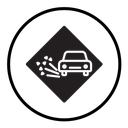 Loose chippings roadworks sign icon