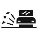 Loose chippings roadworks sign icon
