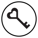 Love key Black Filled icon