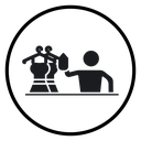 Man iron clothes icon