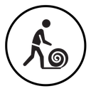 Man rolling carpet mat icon