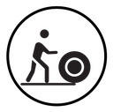 Man rolling carpet mat icon