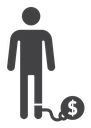 Man with debt icon